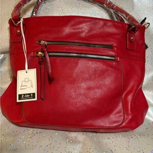 Fashionable Soft Red Shoulder Bag -Plenty of room !!